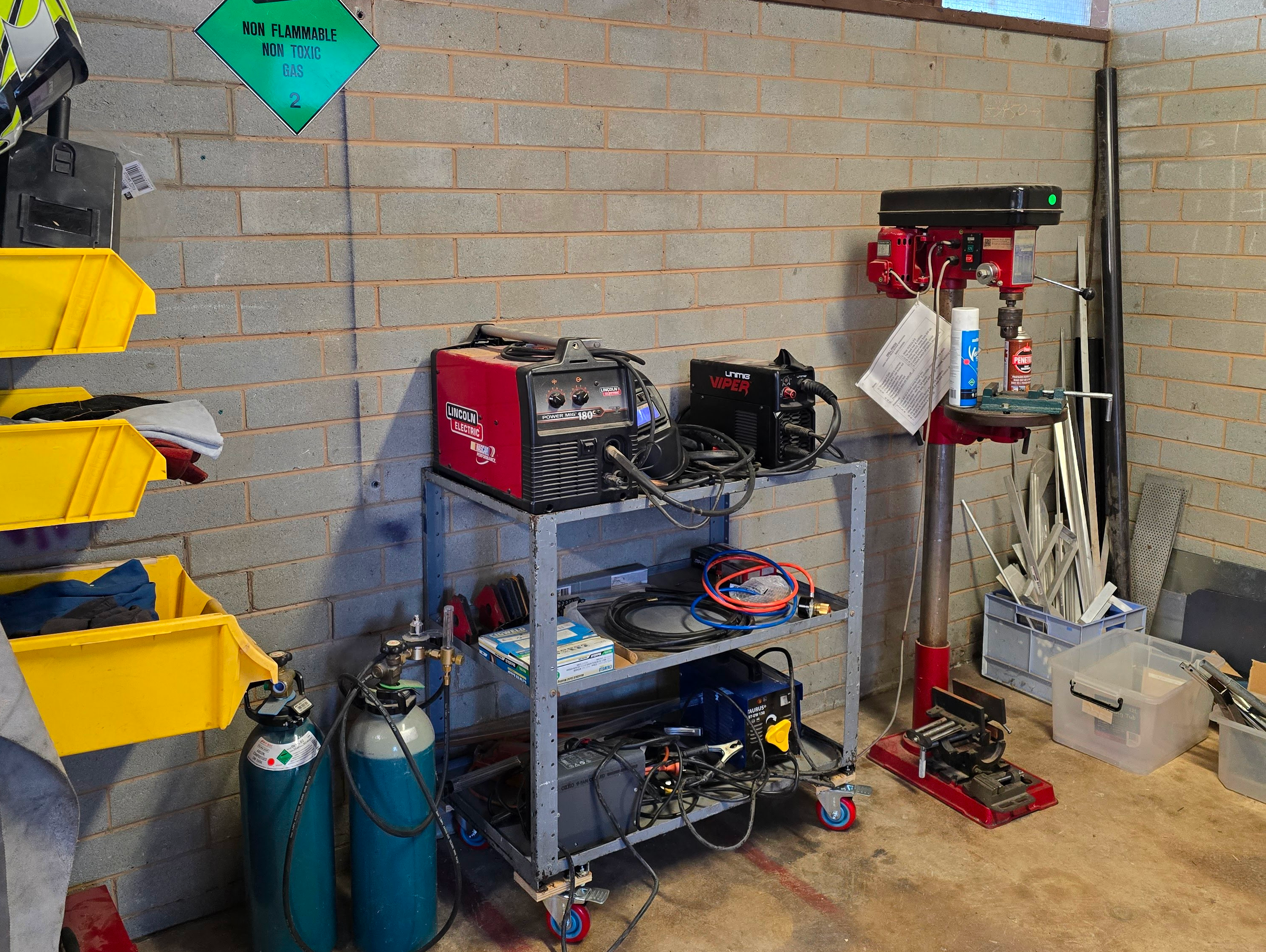 A collection of tools in the Canberra Makerspace metalwork corner