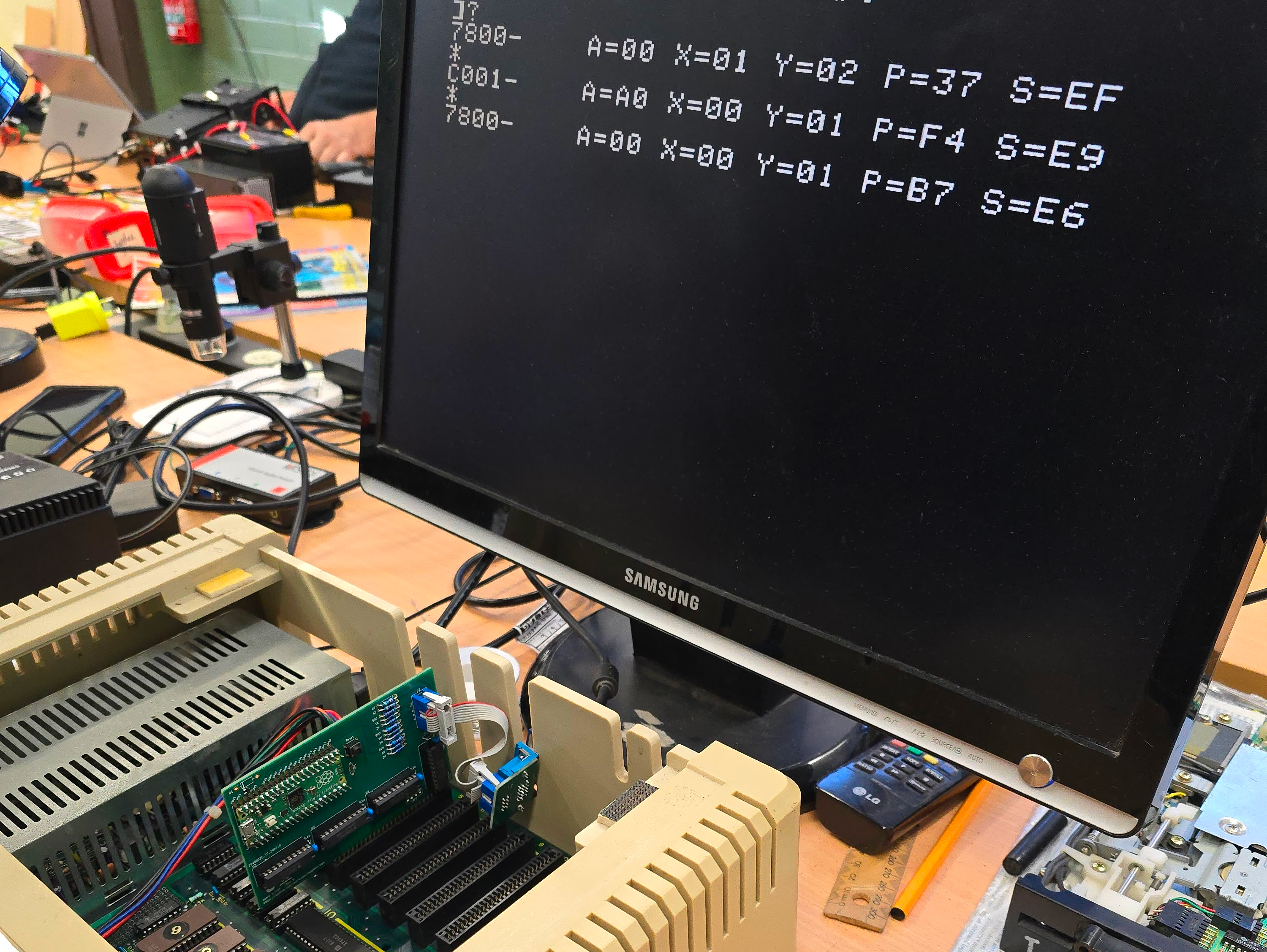 A computer on a table